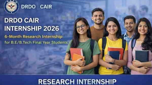 DRDO CAIR Internship 2026 6 Month Research Internship banner for B.E B.Tech Final Year Students in Bangalore.