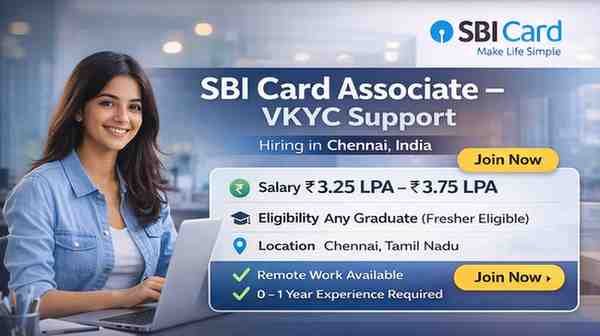 Future demand for SBI Card Associate VKYC Support job in Chennai showing digital KYC verification process, online customer onboarding, compliance operations and banking career growth opportunities in India.