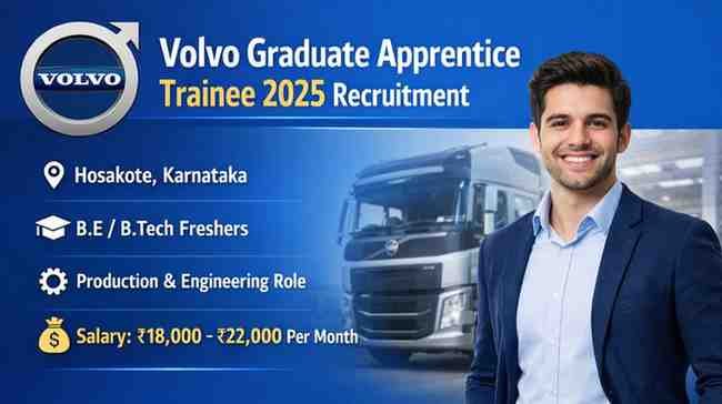 Volvo Graduate Apprentice Trainee 2025 recruitment notification with salary details and official job banner