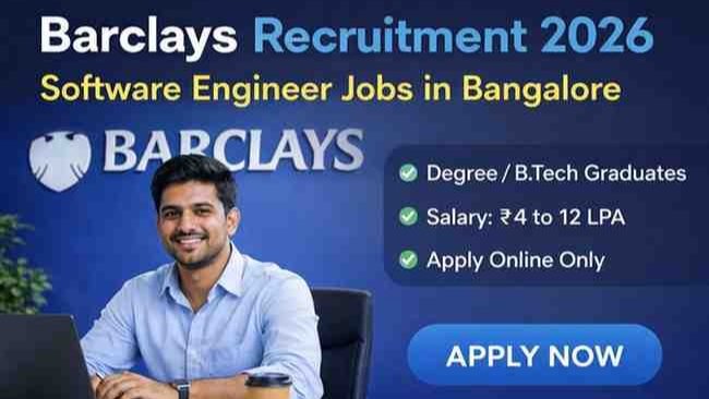 Barclays Recruitment 2026 Software Engineer Jobs for Freshers