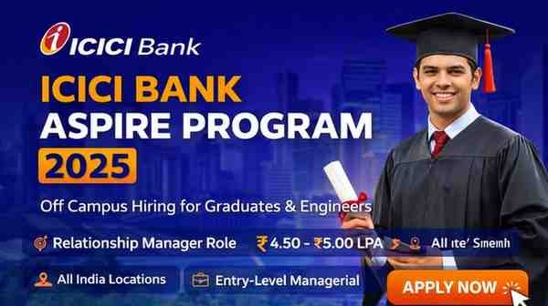 ICICI Bank Aspire Program 2026 jobs for freshers relationship manager hiring apply online